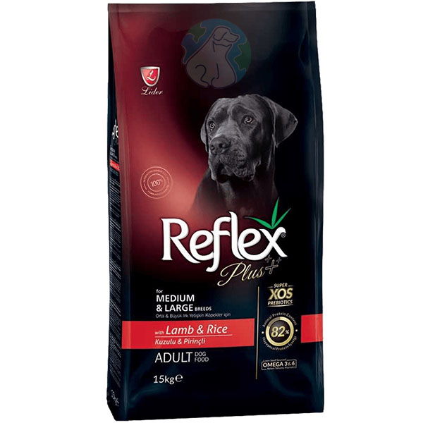 غذای خشک سگ نژاد متوسط و بزرگ بالغ بره و برنج 15کیلویی Reflex plus